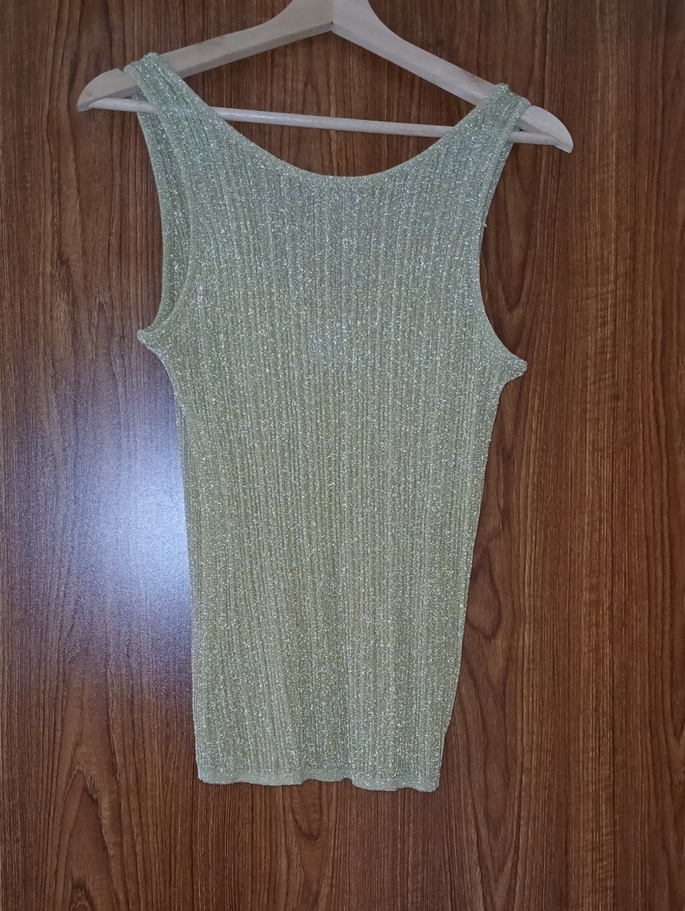 Sparkle Ribbed Tank Top - Metallic Gold